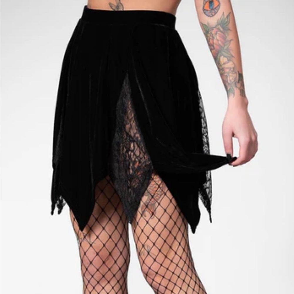 Killstar Black velvet Lester skirt